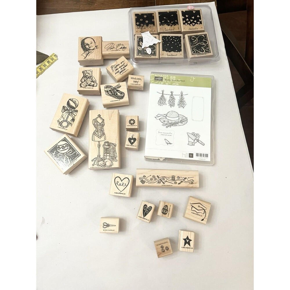 Vintage Stampin’ Up! Wood Mounted Rubber Stamp Lot Retired 1990s 2000s Sets 30